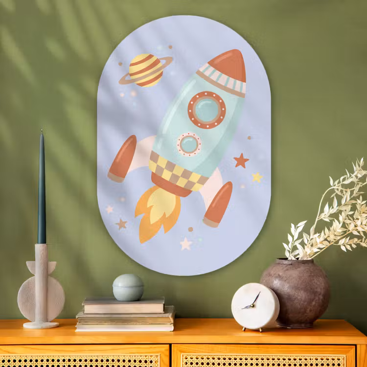 Oval - Glass - Rocket - Space - Planet - Illustration — 2