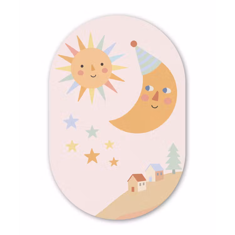 Oval - Glass - Sun - Moon - Stars - Children's Room - Pastel — 1