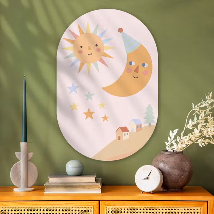 Oval - Glass - Sun - Moon - Stars - Children's Room - Pastel — 2