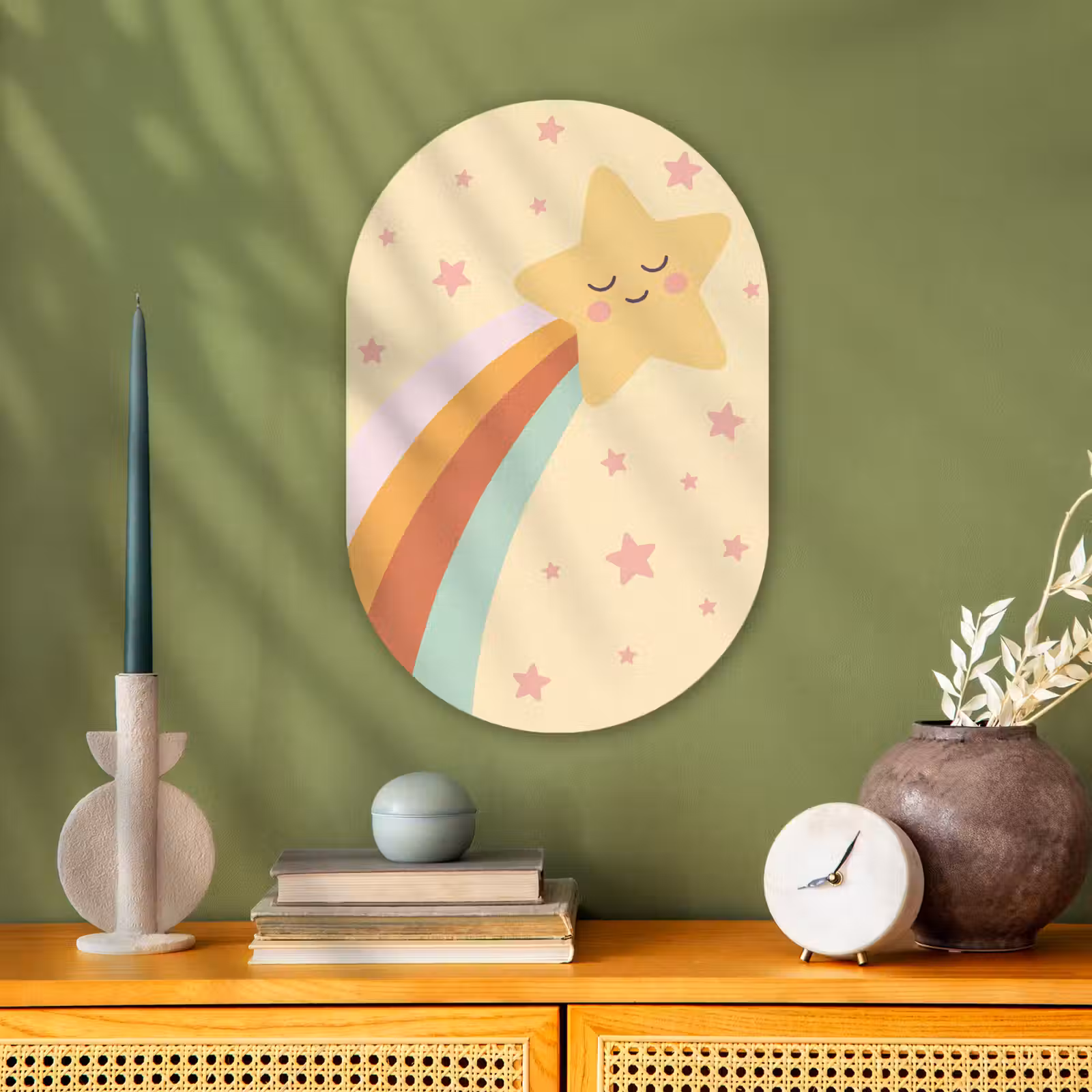 Oval - Plastic - Star - Rainbow - Night - Illustration - Pastel — 1