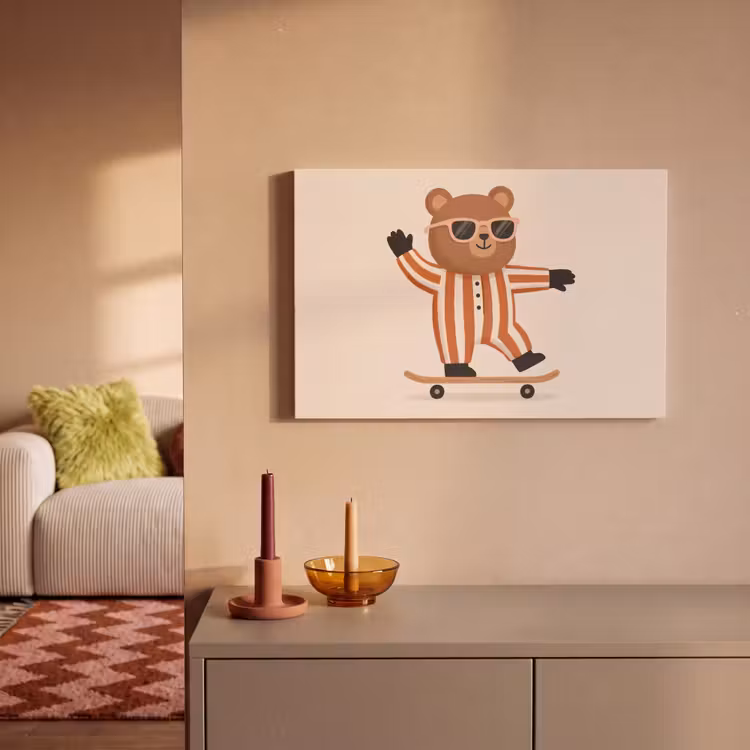 Canvas Print - Animals - Skateboard - Game - Cartoon - Pink — 1