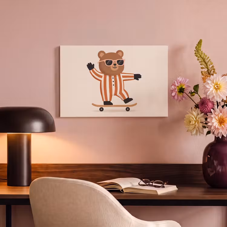 Canvas Print - Animals - Skateboard - Game - Cartoon - Pink — 3
