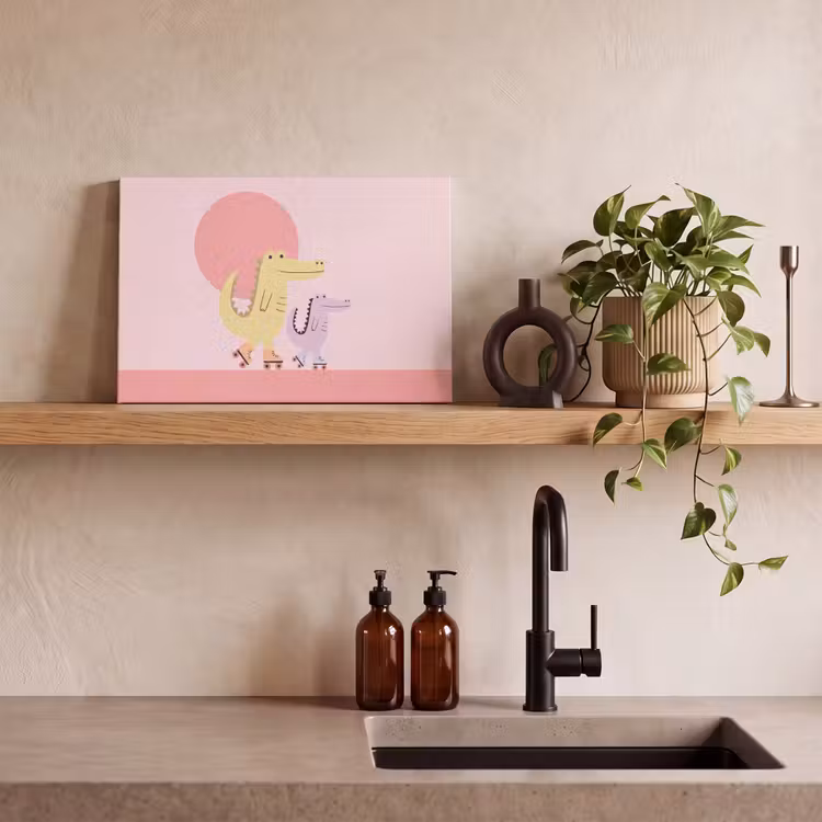 Canvas Print - Animals - Skating - Illustration - Playful - Pink — 2