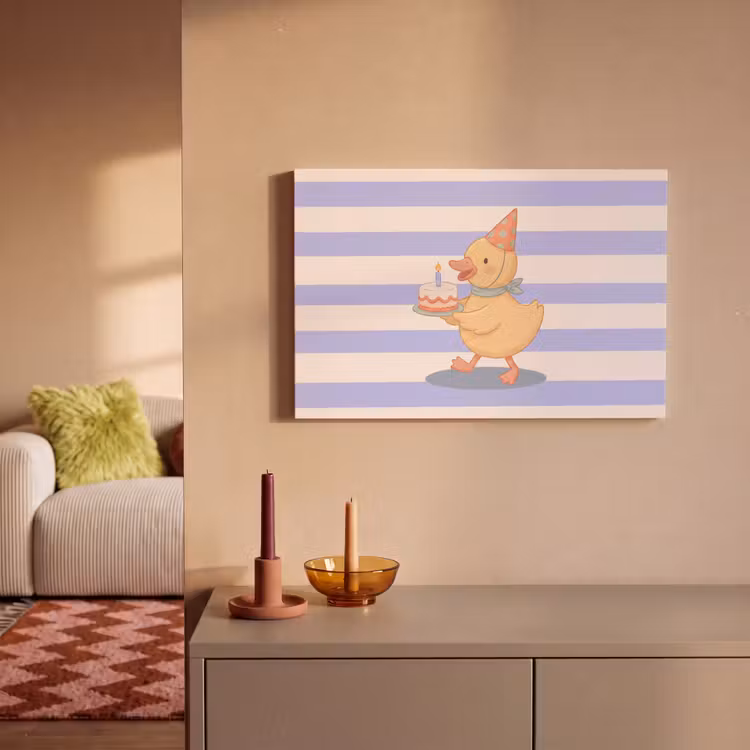 Canvas Print - Bird - Party - Cake - Children - Illustration — 1