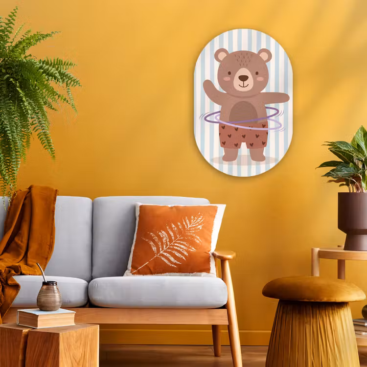 Oval - Plastic - Bear - Hoop - Children's Room - Illustration - Brown — 1