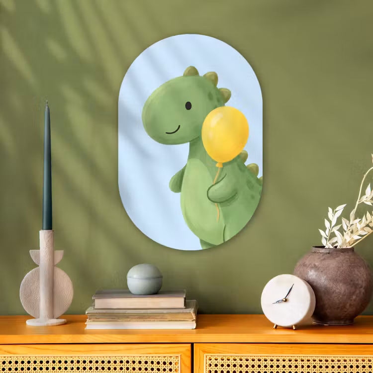 Oval - Plastic - Dinosaur - Balloon - Children's Room - Illustration - Green — 1