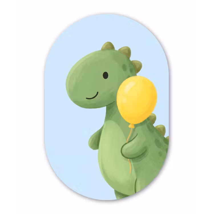 Oval - Plastic - Dinosaur - Balloon - Children's Room - Illustration - Green — 3