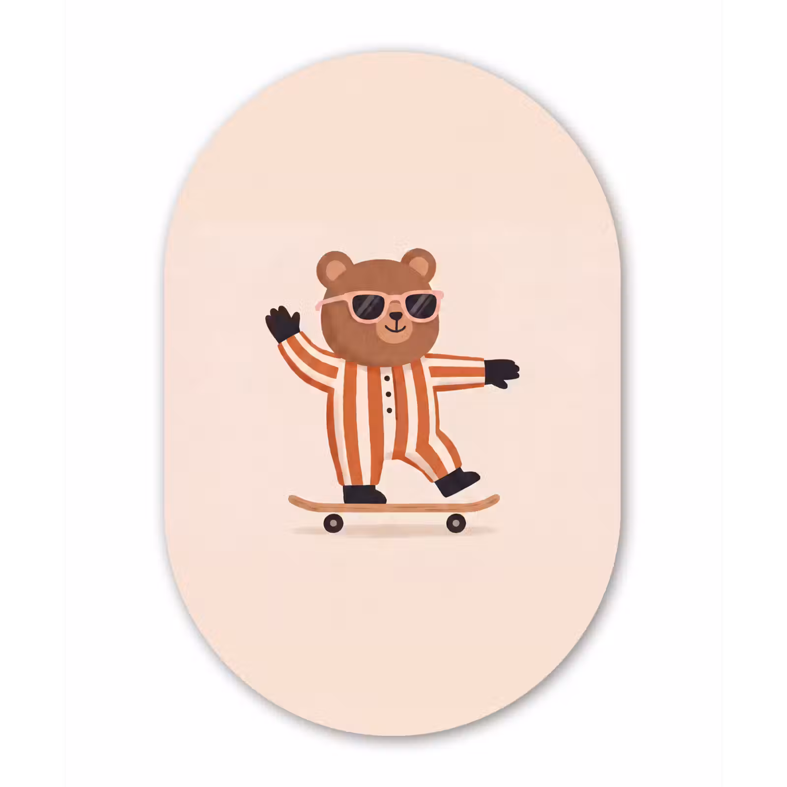 Oval - Glass - Animals - Skateboard - Game - Cartoon - Pink — 1