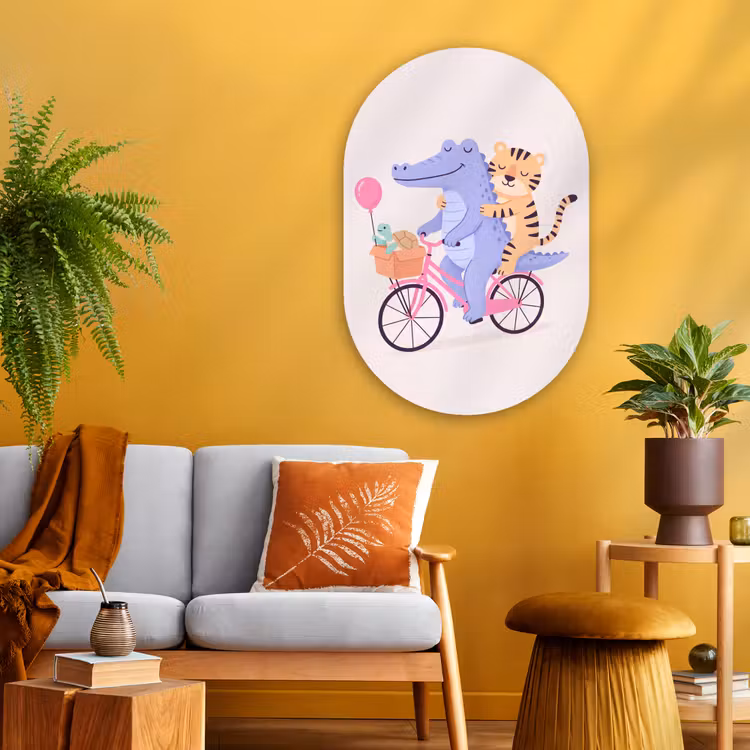 Oval - Glass - Animals - Bicycle - Friendship - Illustration - Pink — 3