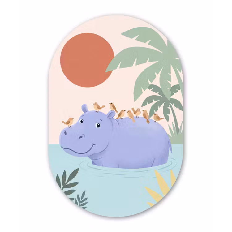 Oval - Glass - Animals - Bird - Water - Nature - Illustration — 1