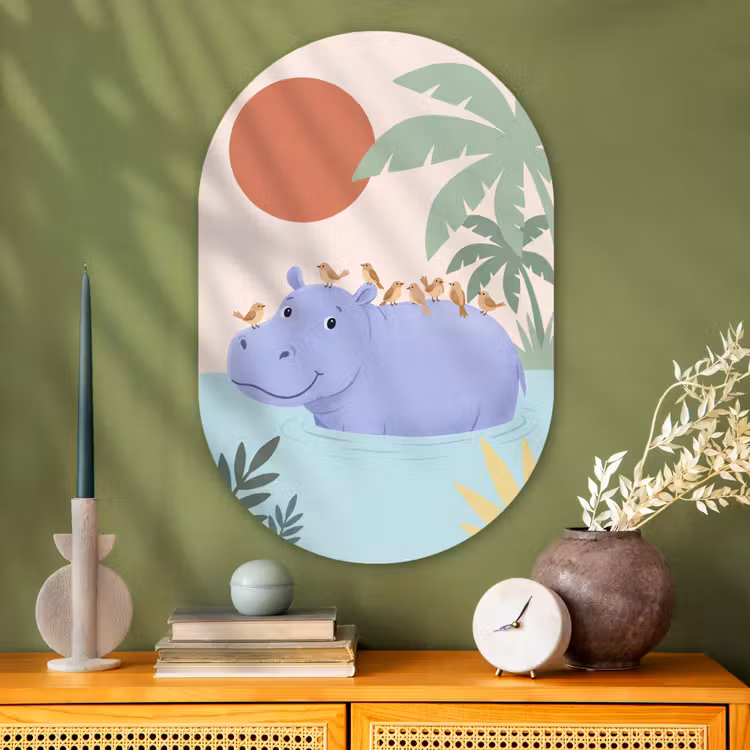 Oval - Glass - Animals - Bird - Water - Nature - Illustration — 2