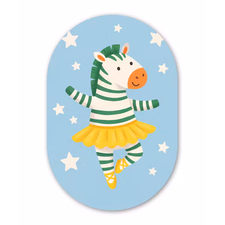 Oval - Glass - Animals - Dance - Illustration - Children's Room - Stars — 1