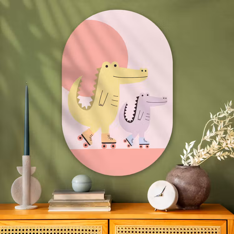 Oval - Glass - Animals - Skating - Illustration - Playful - Pink — 2