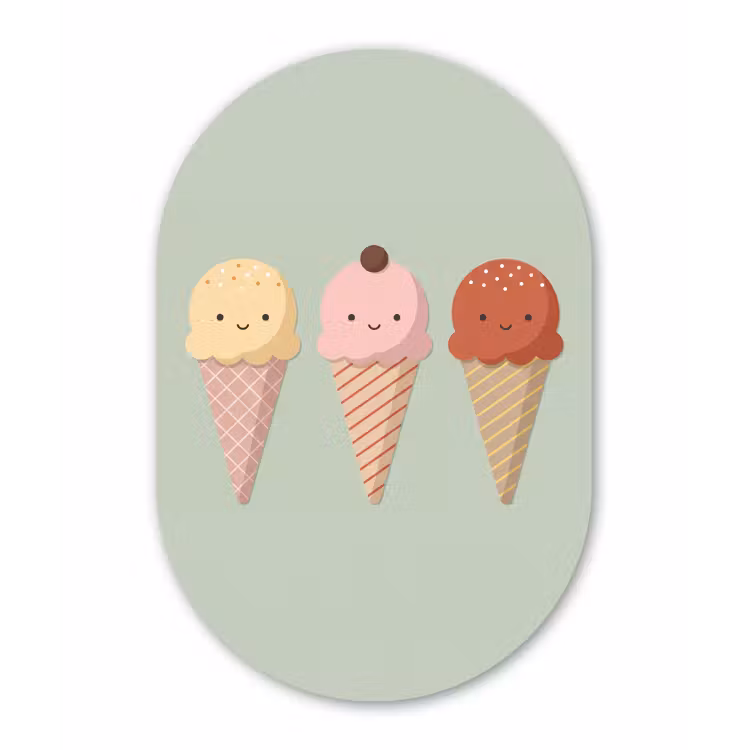 Oval - Glass - Ice Cream - Cones - Food - Illustration - Cheerful — 1