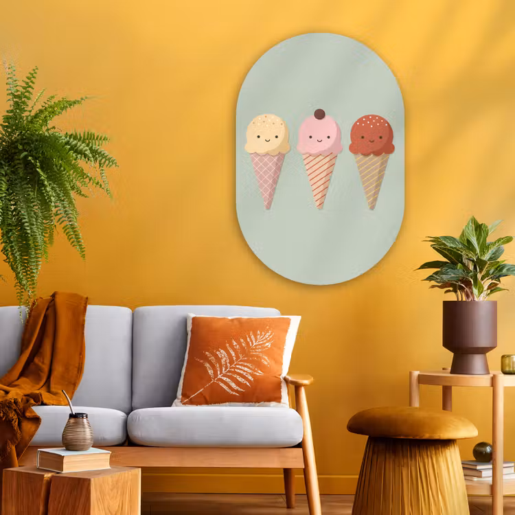 Oval - Glass - Ice Cream - Cones - Food - Illustration - Cheerful — 3
