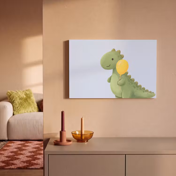 Canvas Print - Dinosaur - Balloon - Children's Room - Illustration - Green — 1