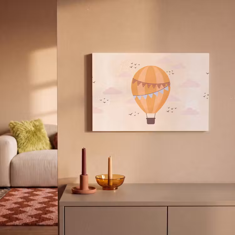 Canvas Print - Hot Air Balloon - Garlands - Adventure - Illustration - Orange — 1