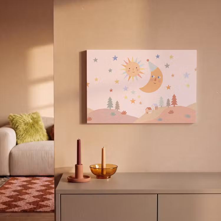 Canvas Print - Sun - Moon - Stars - Children's Room - Pastel — 1