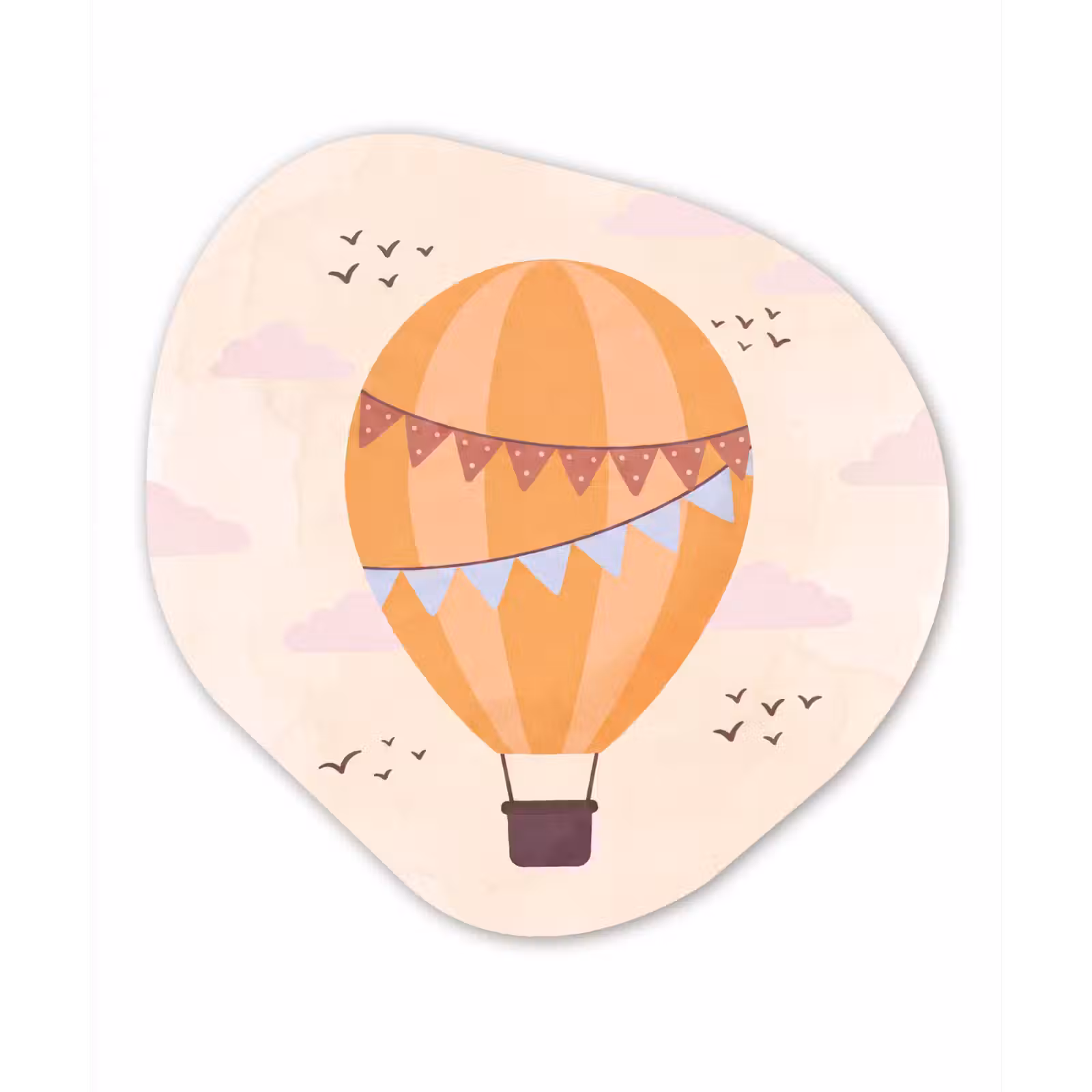 Organic painting - Aluminum -. Hot Air Balloon - Garlands - Adventure - Illustration - Orange — 1