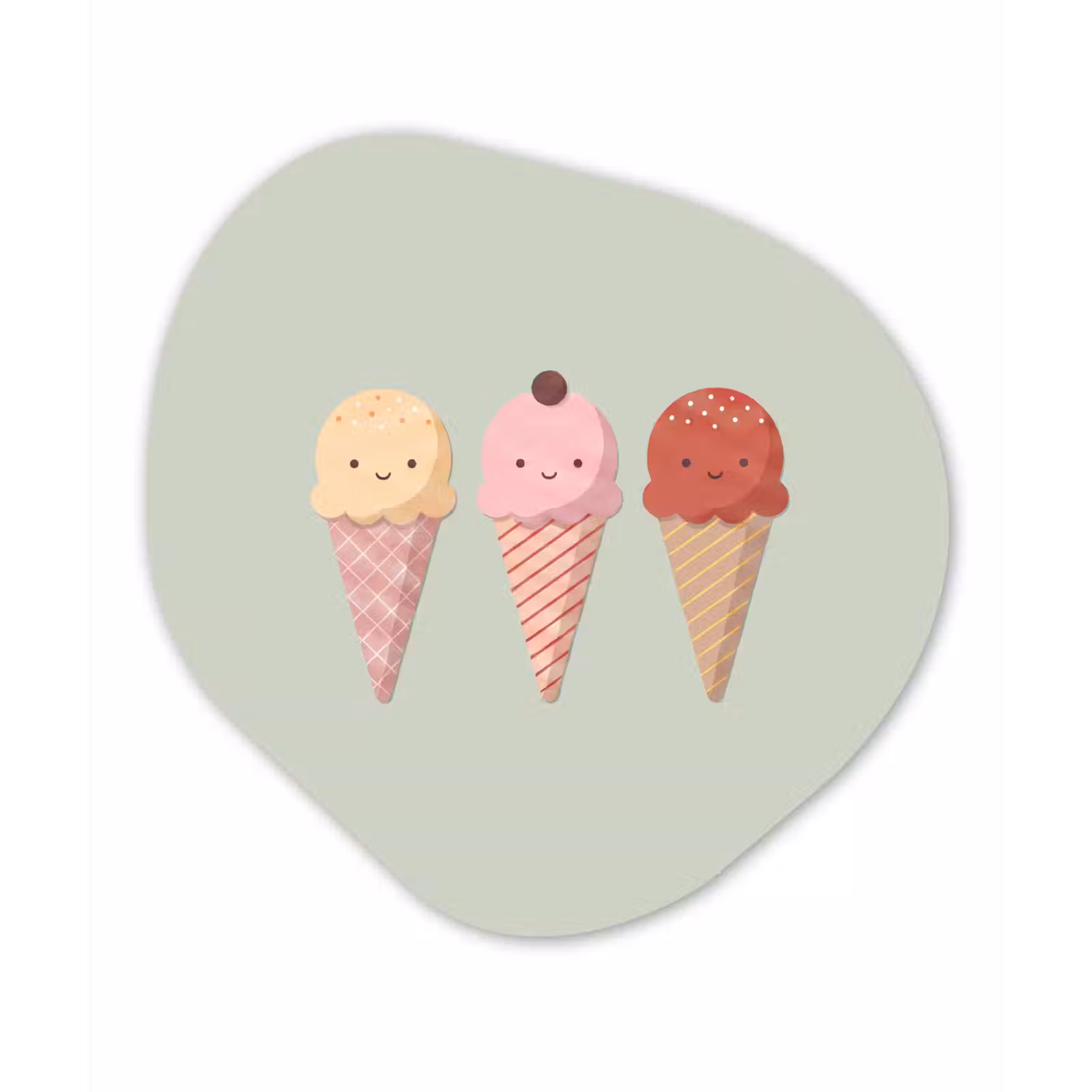 Organic painting - Aluminum -. Ice Cream - Cones - Food - Illustration - Cheerful — 1