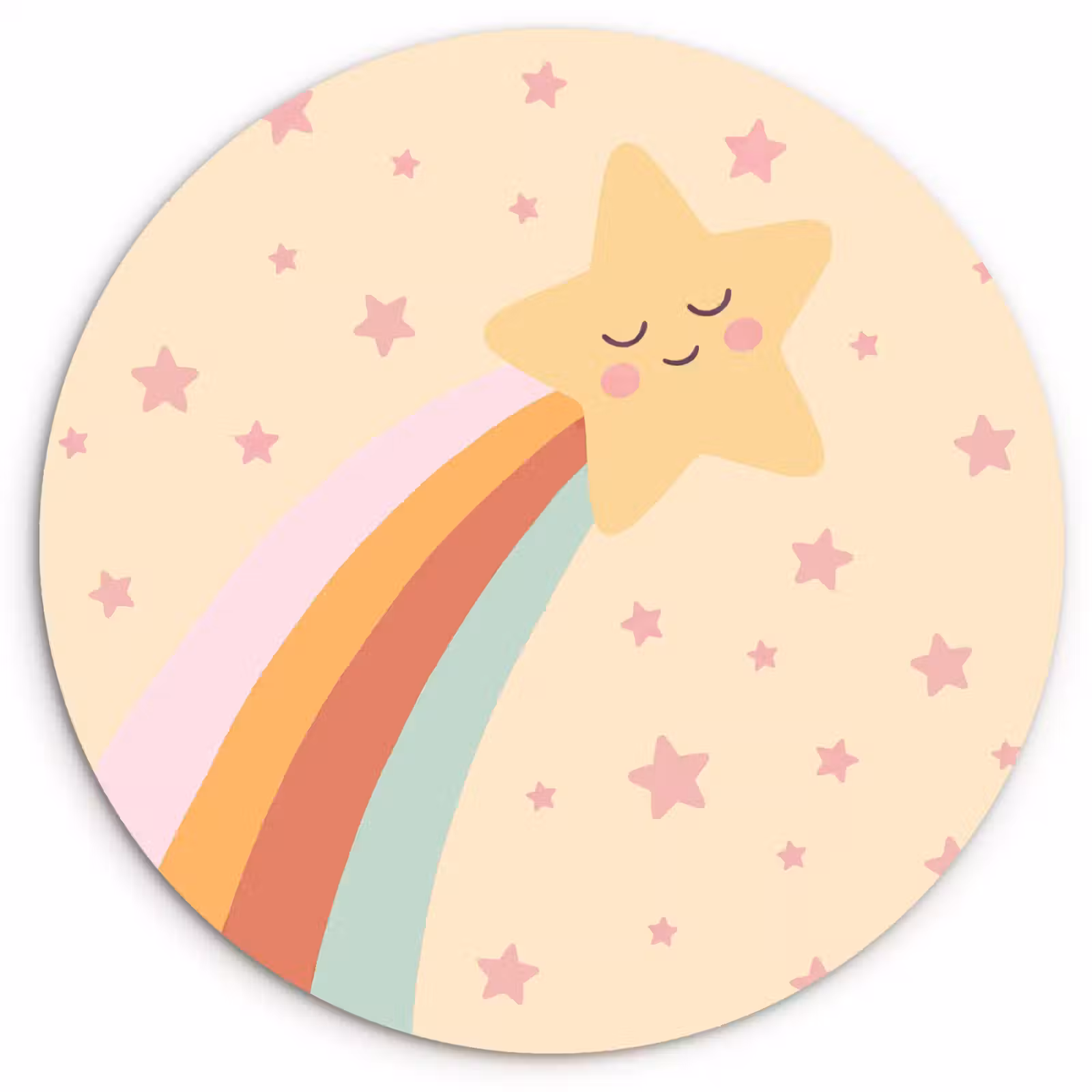 round wall art - Star - Rainbow - Night - Illustration - Pastel — 1