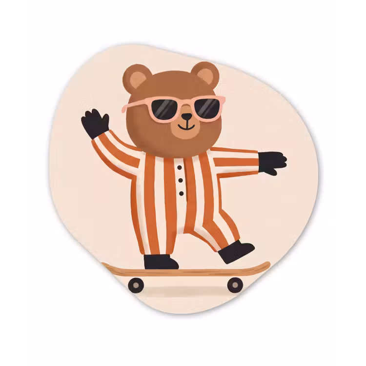 Organic - Glass - Animals - Skateboard - Game - Cartoon - Pink — 1