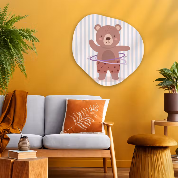 Organic - Glass - Bear - Hoop - Children's Room - Illustration - Brown — 3