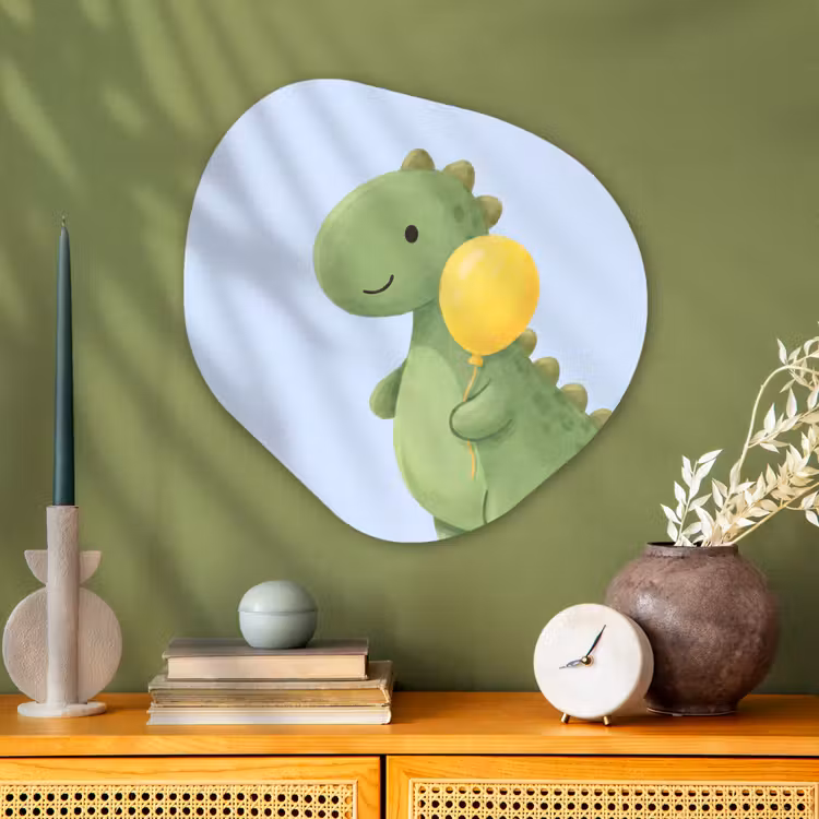 Organic - Glass - Dinosaur - Balloon - Children's Room - Illustration - Green — 2