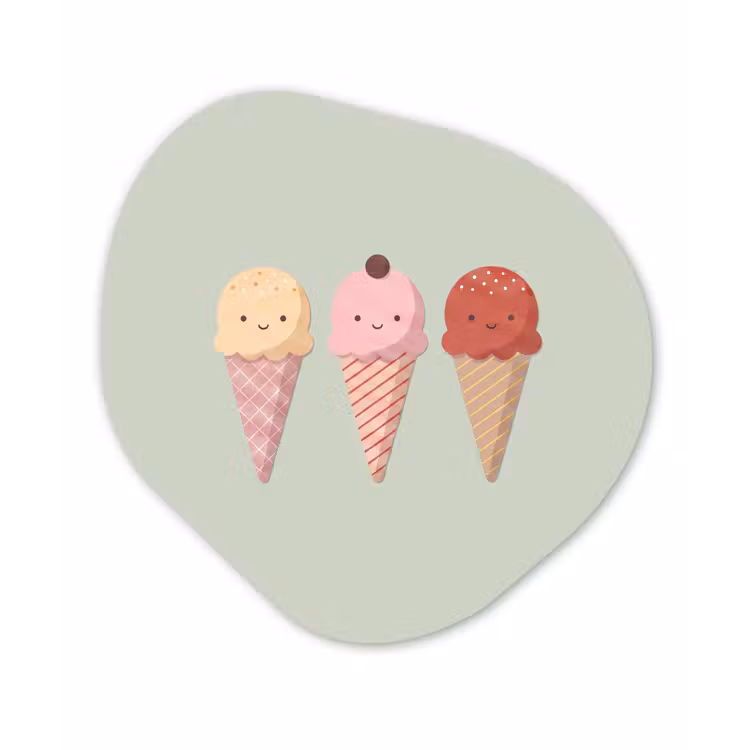 Organic painting - Aluminum -. Ice Cream - Cones - Food - Illustration - Cheerful — 1