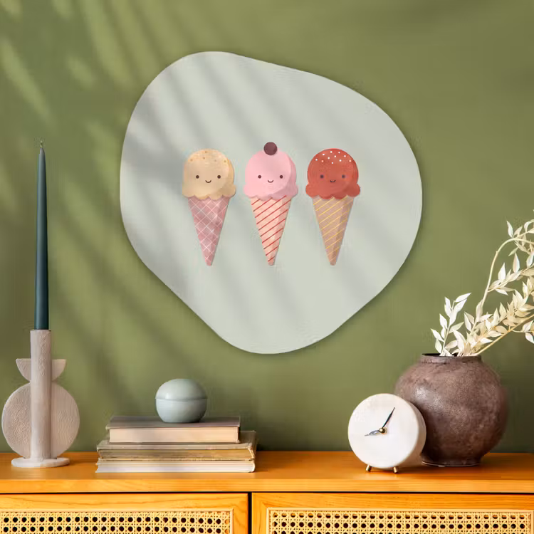 Organic painting - Aluminum -. Ice Cream - Cones - Food - Illustration - Cheerful — 2
