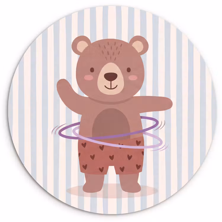 round wall art - Bear - Hoop - Children's Room - Illustration - Brown — 1