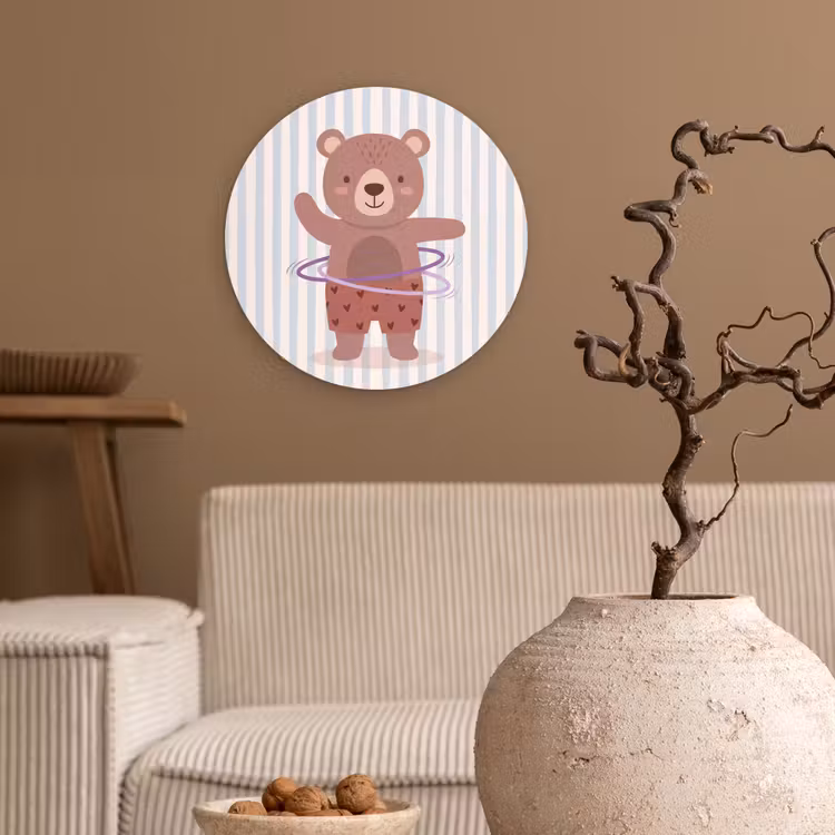round wall art - Bear - Hoop - Children's Room - Illustration - Brown — 2