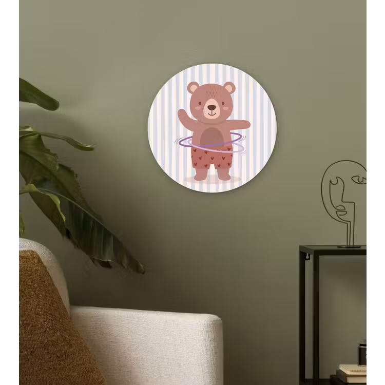 round wall art - Bear - Hoop - Children's Room - Illustration - Brown — 3