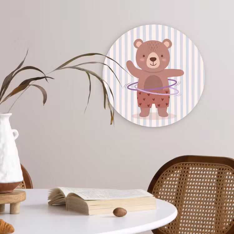 round wall art - Bear - Hoop - Children's Room - Illustration - Brown — 4