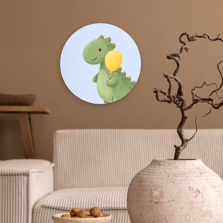 round wall art - Dinosaur - Balloon - Children's Room - Illustration - Green — 2