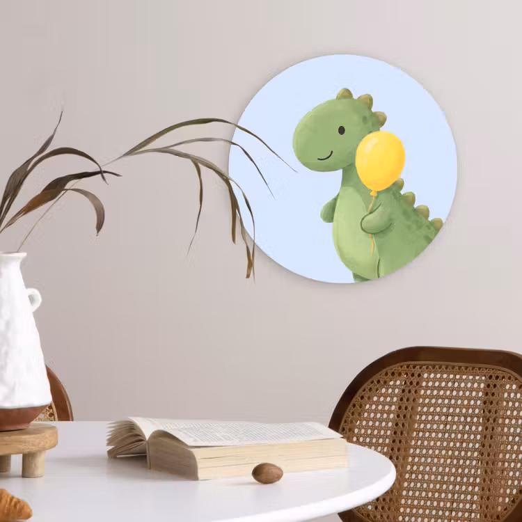 round wall art - Dinosaur - Balloon - Children's Room - Illustration - Green — 4