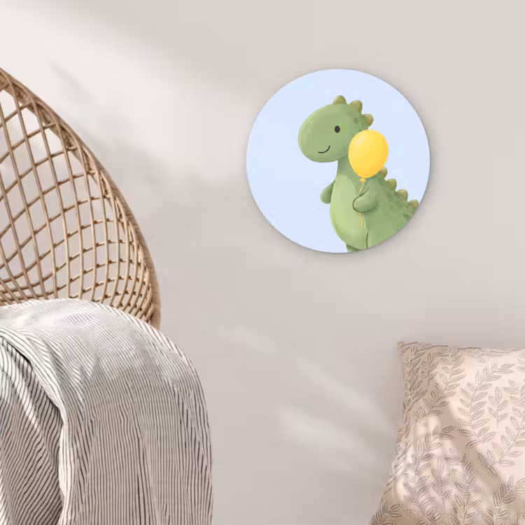 round wall art - Dinosaur - Balloon - Children's Room - Illustration - Green — 5