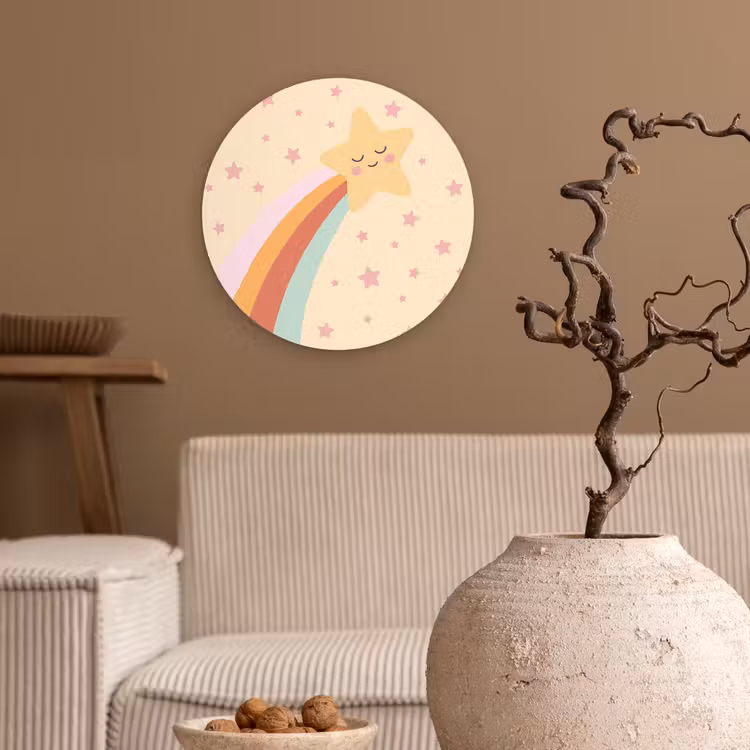 round wall art - Star - Rainbow - Night - Illustration - Pastel — 2