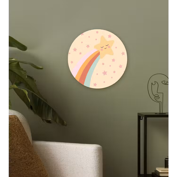 round wall art - Star - Rainbow - Night - Illustration - Pastel — 3