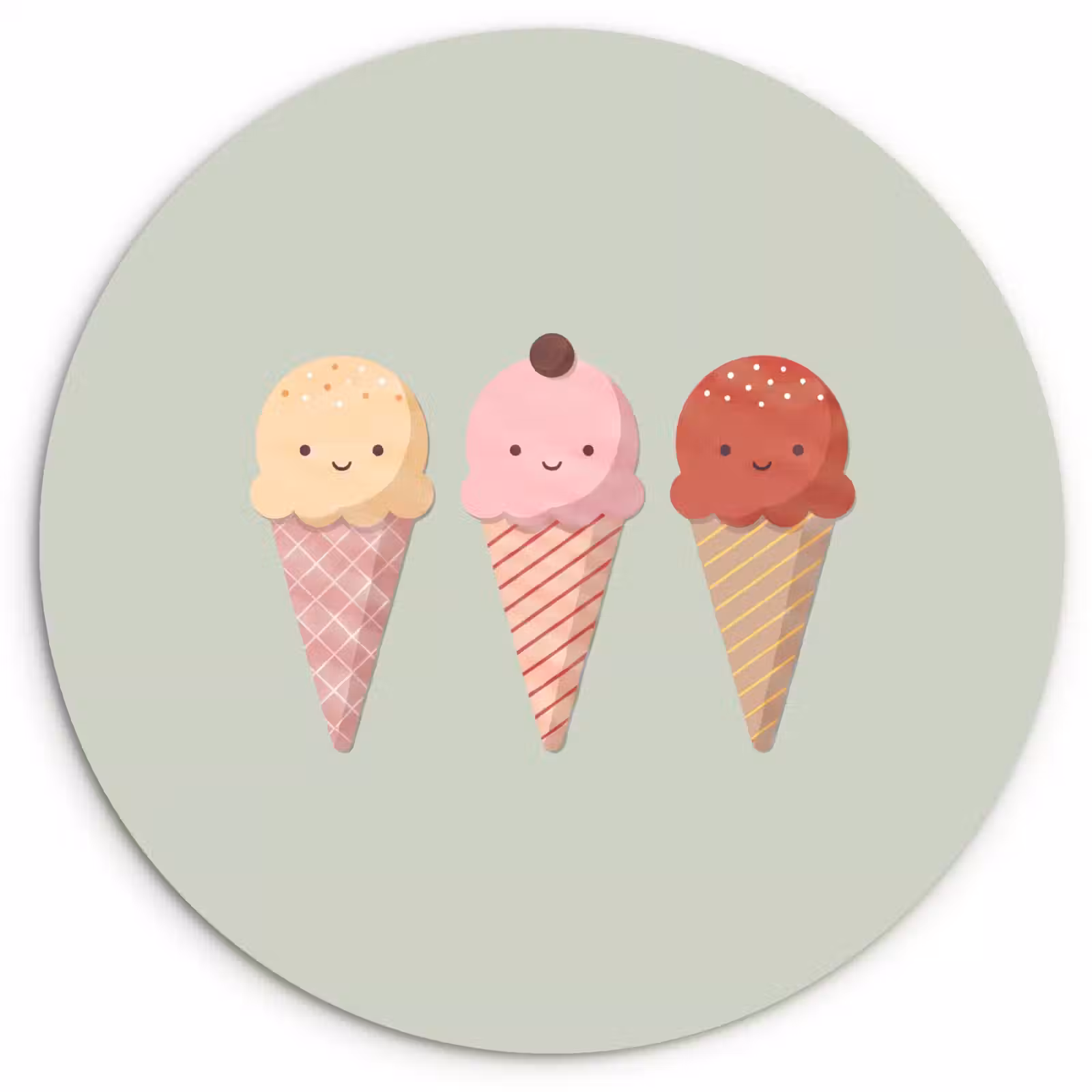 round wall art - Ice Cream - Cones - Food - Illustration - Cheerful — 1