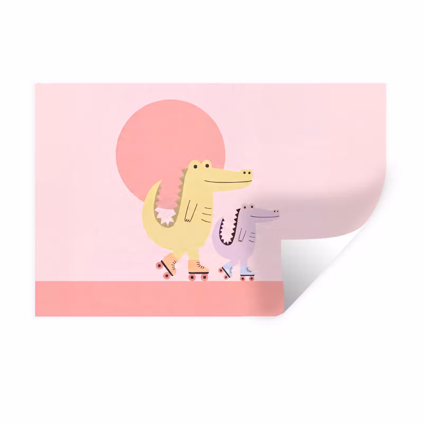 Wall Sticker - Animals - Skating - Illustration - Playful - Pink — 1
