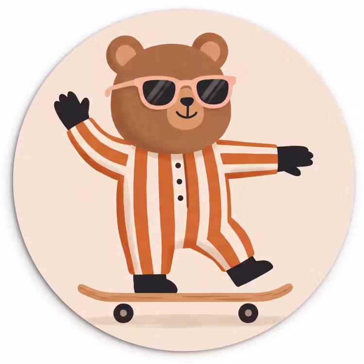 round wall art - Animals - Skateboard - Game - Cartoon - Pink — 1