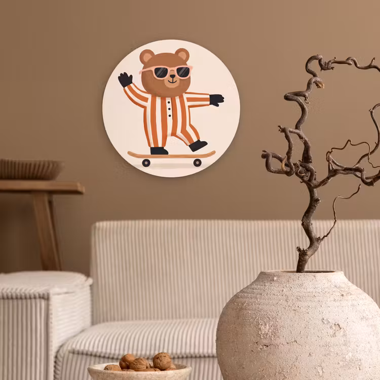 round wall art - Animals - Skateboard - Game - Cartoon - Pink — 2