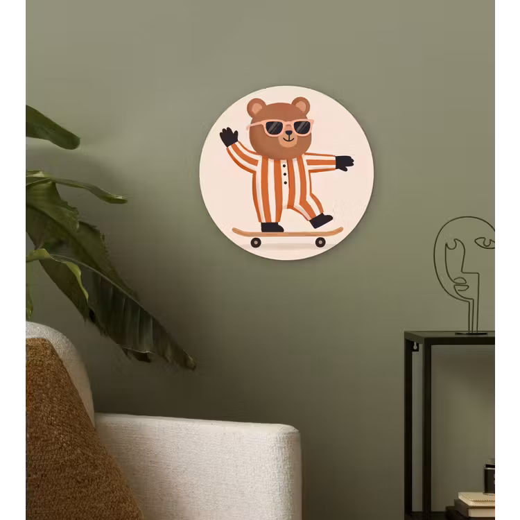 round wall art - Animals - Skateboard - Game - Cartoon - Pink — 3