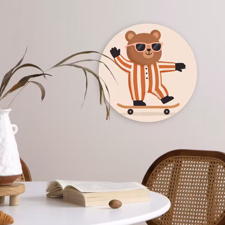 round wall art - Animals - Skateboard - Game - Cartoon - Pink — 4