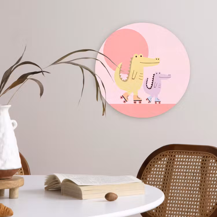 round wall art - Animals - Skating - Illustration - Playful - Pink — 4