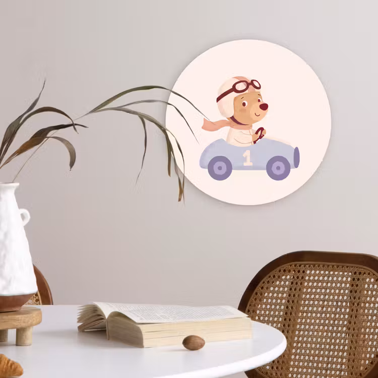 round wall art - Bear - Car - Children's Room - Cartoon - Playful — 4