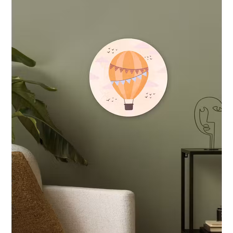 round wall art - Hot Air Balloon - Garlands - Adventure - Illustration - Orange — 3