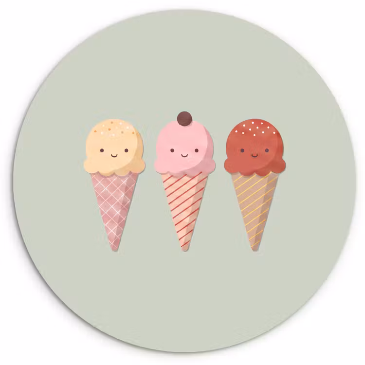 round wall art - Ice Cream - Cones - Food - Illustration - Cheerful — 1