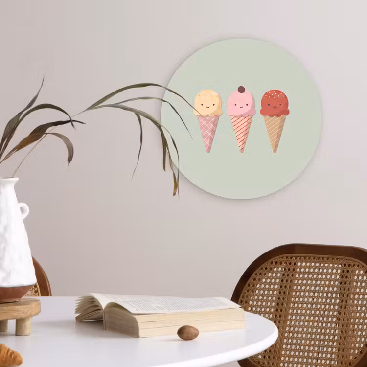 round wall art - Ice Cream - Cones - Food - Illustration - Cheerful — 4